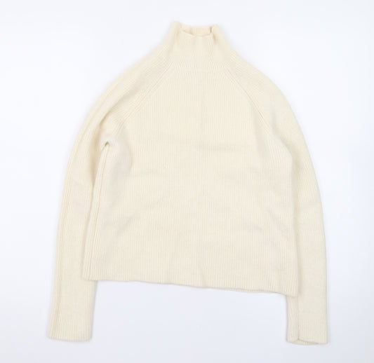 Rachel Zoe Women Ivory Small Roll Neck Merino Wool Jumper
