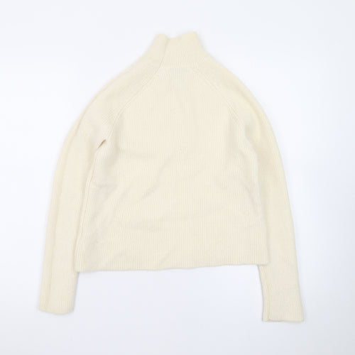 Rachel Zoe Women Ivory Small Roll Neck Merino Wool Jumper