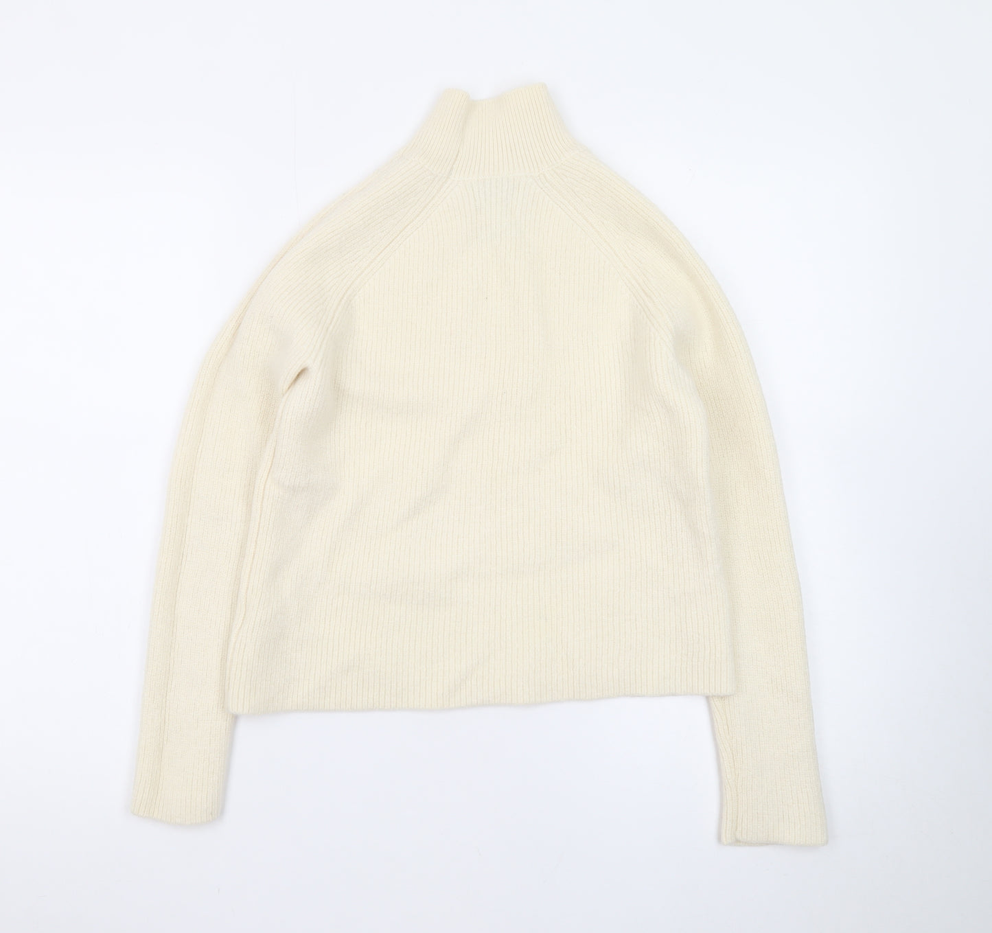 Rachel Zoe Women Ivory Small Roll Neck Merino Wool Jumper