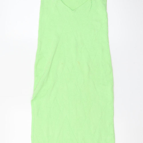 FP Beach Women's Green Halter Slip Dress Size M Knit Summer Style
