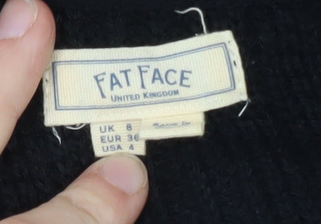 Fat Face Women Black Size 6 Open Cardigan Knit Jumper