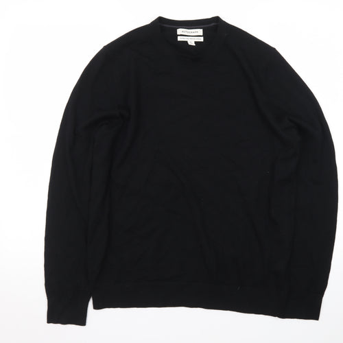 Marks and Spencer Mens Black Merino Wool Crew Neck Jumper M