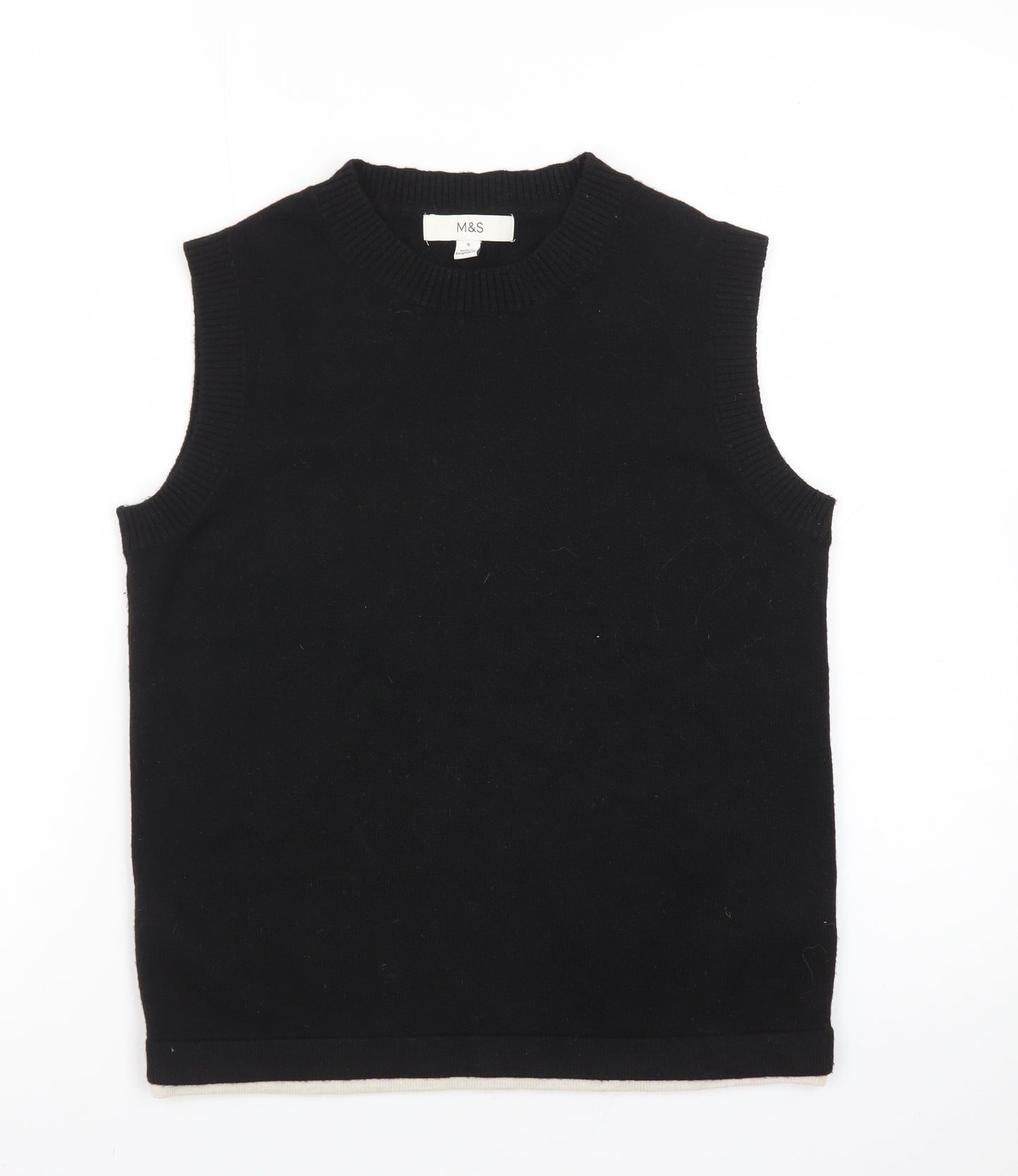 Marks and Spencer Women's Black Knit Sleeveless Vest Jumper Size S