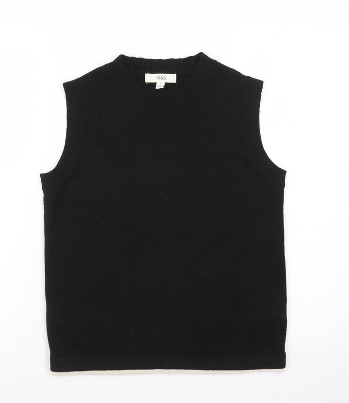 Marks and Spencer Women's Black Knit Sleeveless Vest Jumper Size S