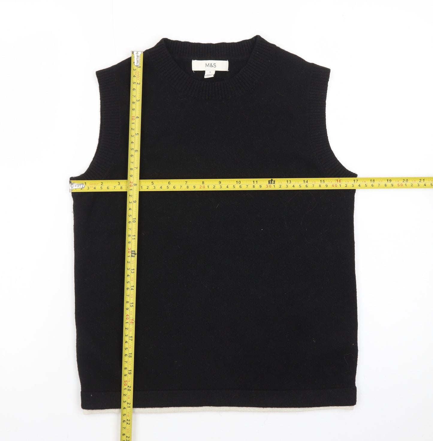 Marks and Spencer Women's Black Knit Sleeveless Vest Jumper Size S
