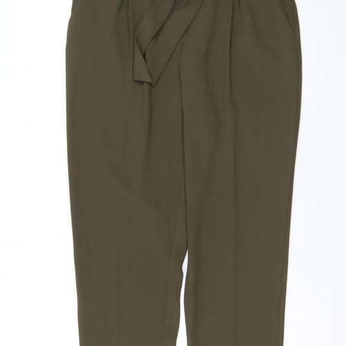F&F Women's Green Paperbag Tapered Trousers Size 14