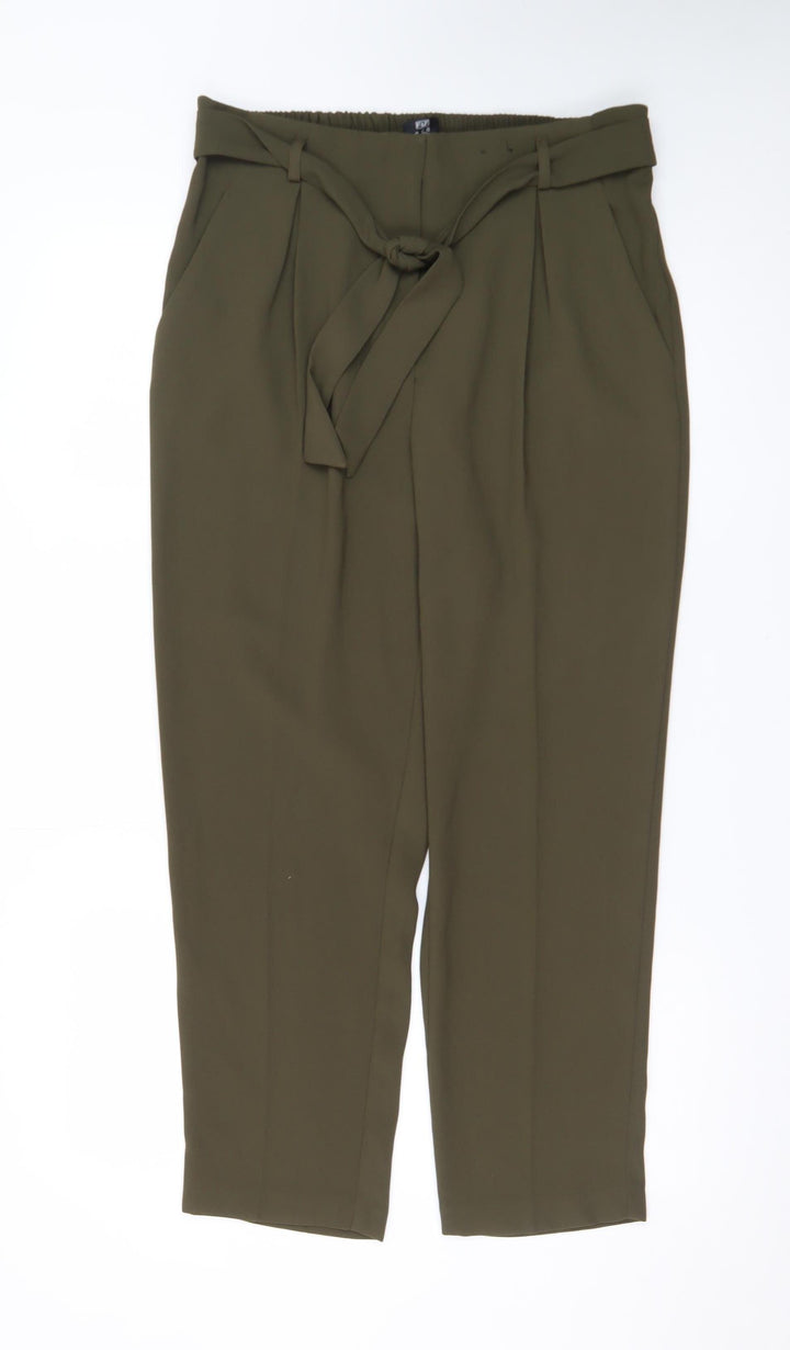 F&F Women's Green Paperbag Tapered Trousers Size 14
