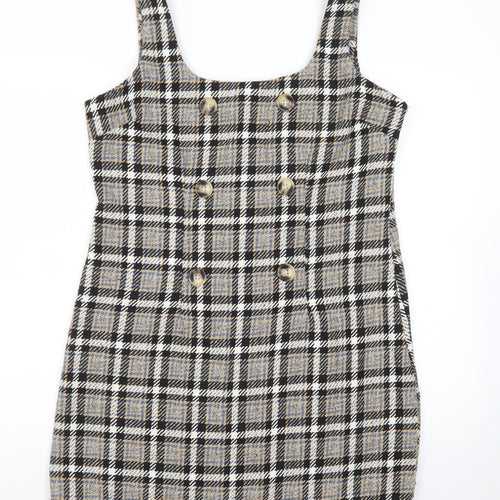 New Look Women's Multicoloured Check Pinafore Dress Size 14