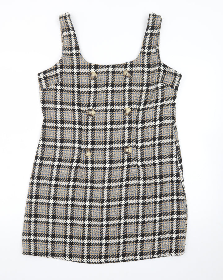 New Look Women's Multicoloured Check Pinafore Dress Size 14