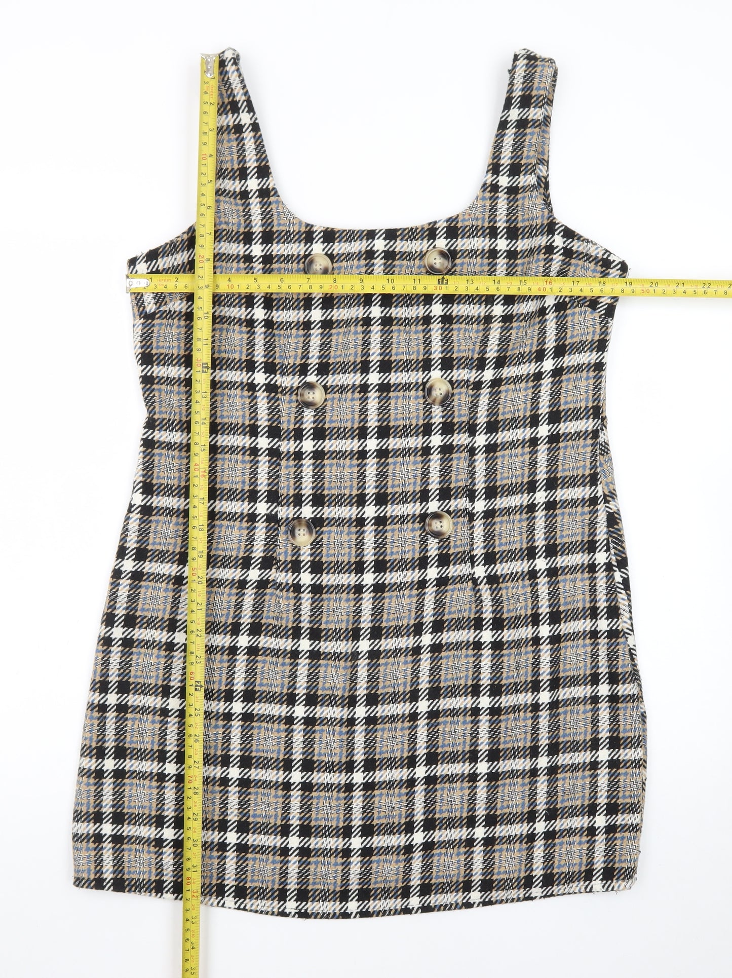 New Look Women's Multicoloured Check Pinafore Dress Size 14