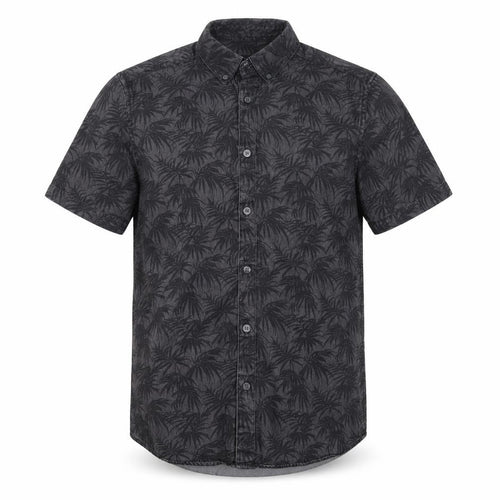 Burton Menswear London Men's Black Tropical Short Sleeve Button-Up Shirt Size S