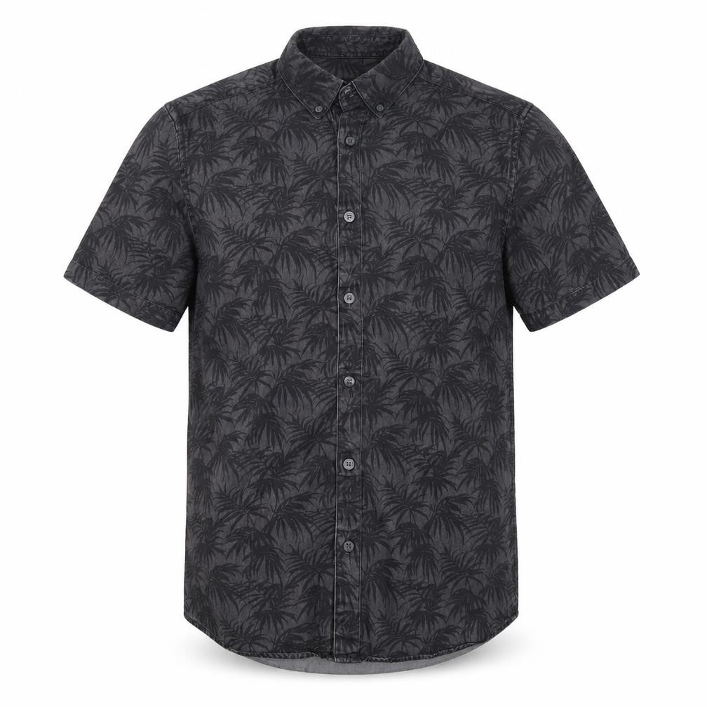 Burton Menswear London Men's Black Tropical Short Sleeve Button-Up Shirt Size S