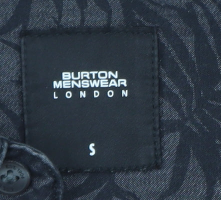 Burton Menswear London Men's Black Tropical Short Sleeve Button-Up Shirt Size S