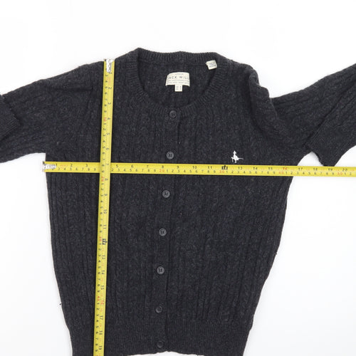 Jack Wills Womens Black Cable Knit Cardigan UK 8 Wool Blend