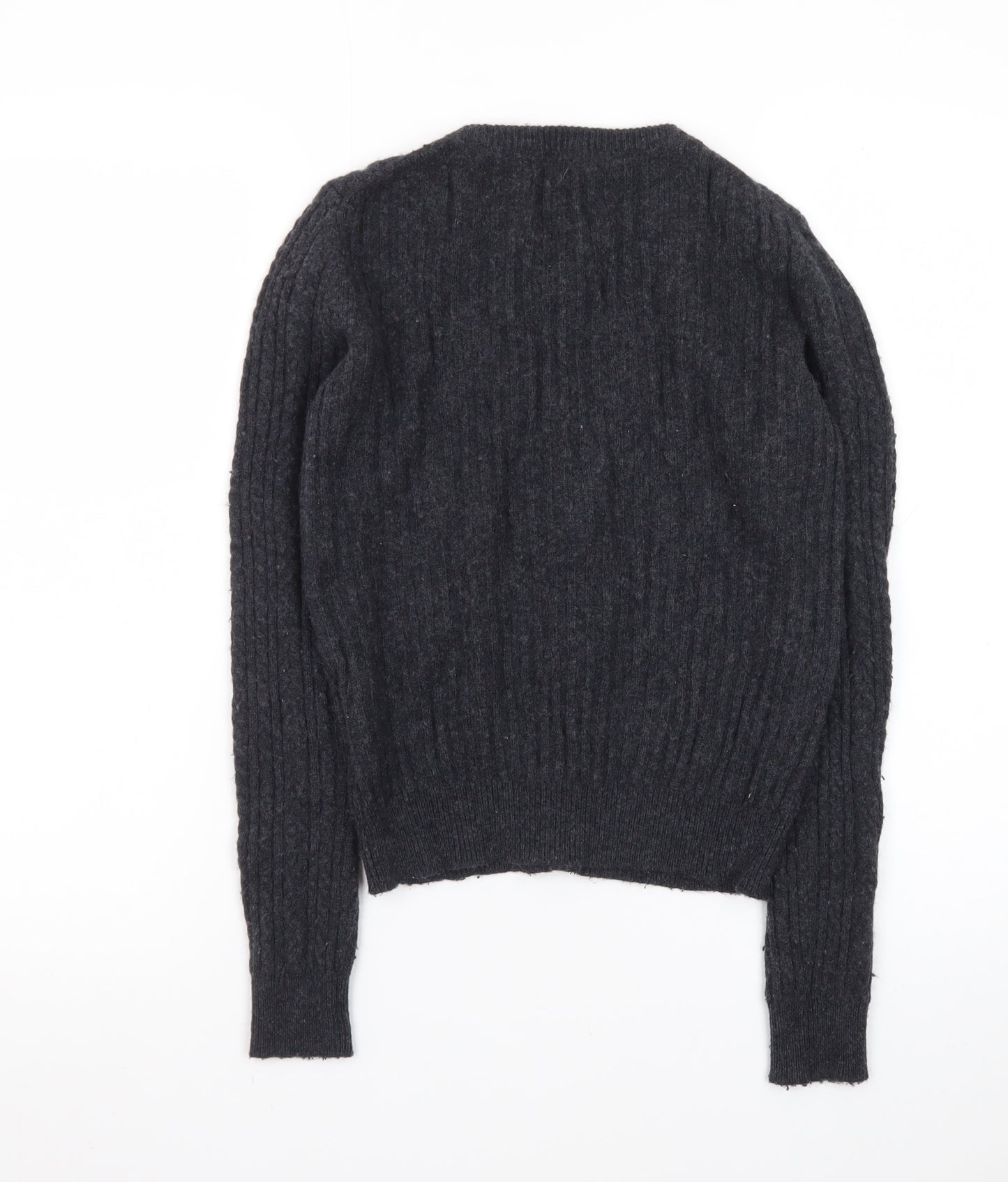 Jack Wills Womens Black Cable Knit Cardigan UK 8 Wool Blend