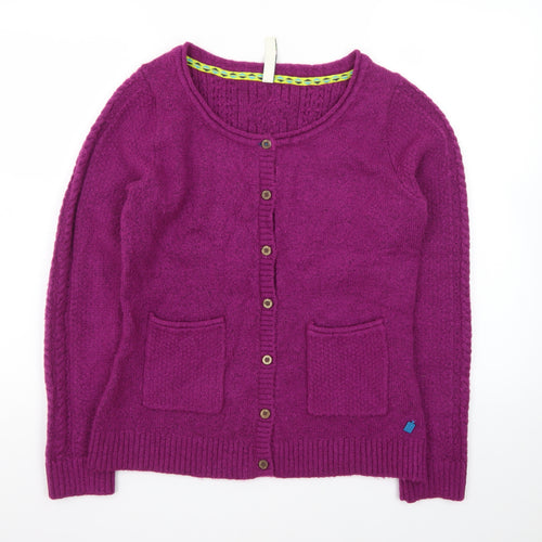 Windfish Womens Purple Wool Blend Cable Knit Cardigan Size 12