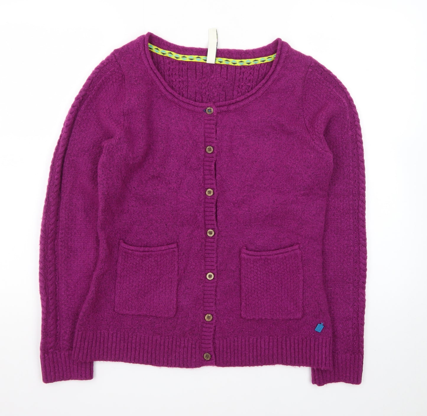 Windfish Womens Purple Wool Blend Cable Knit Cardigan Size 12