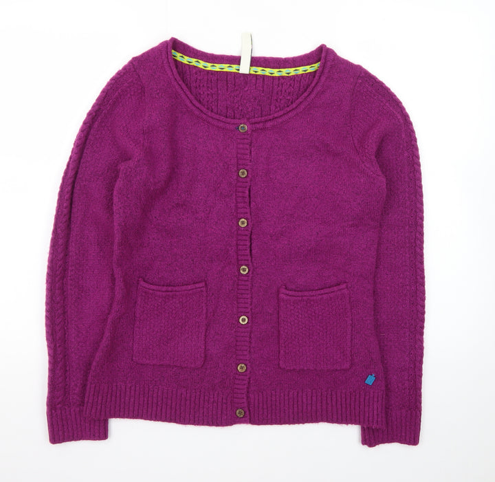Windfish Womens Purple Wool Blend Cable Knit Cardigan Size 12