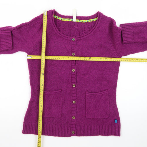 Windfish Womens Purple Wool Blend Cable Knit Cardigan Size 12