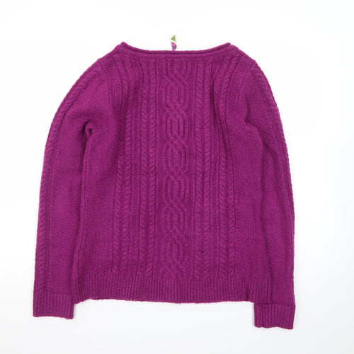 Windfish Womens Purple Wool Blend Cable Knit Cardigan Size 12