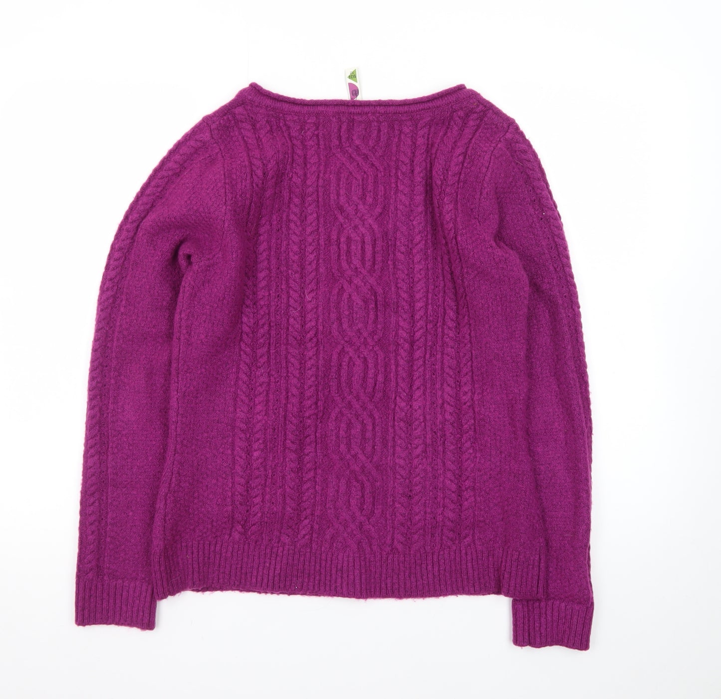 Windfish Womens Purple Wool Blend Cable Knit Cardigan Size 12