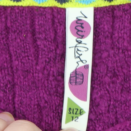 Windfish Womens Purple Wool Blend Cable Knit Cardigan Size 12