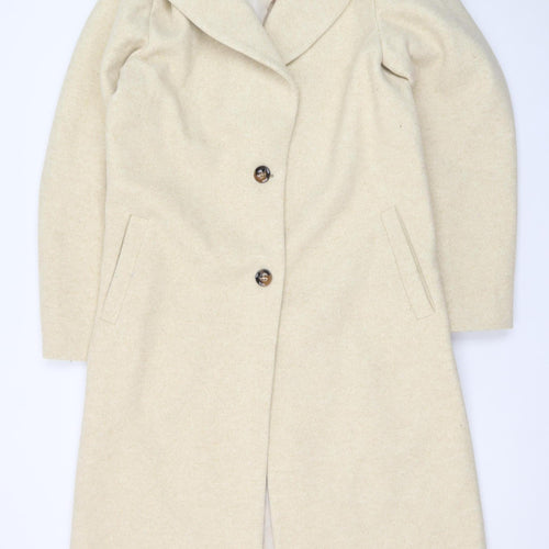 In The Style Women’s Beige Wool Blend Long Overcoat UK 12