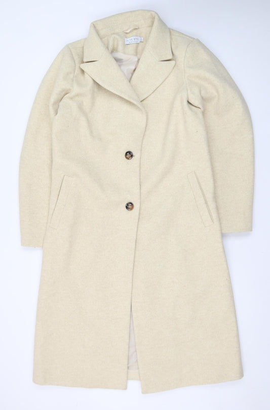 In The Style Women’s Beige Wool Blend Long Overcoat UK 12