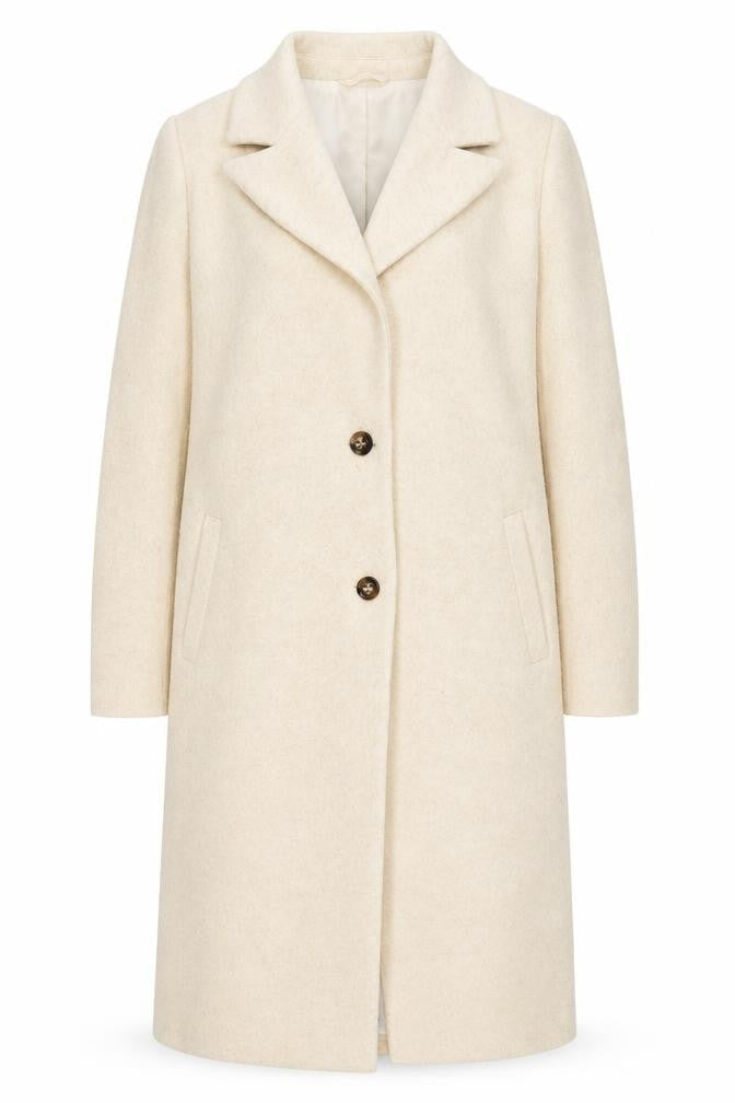 In The Style Women’s Beige Wool Blend Long Overcoat UK 12