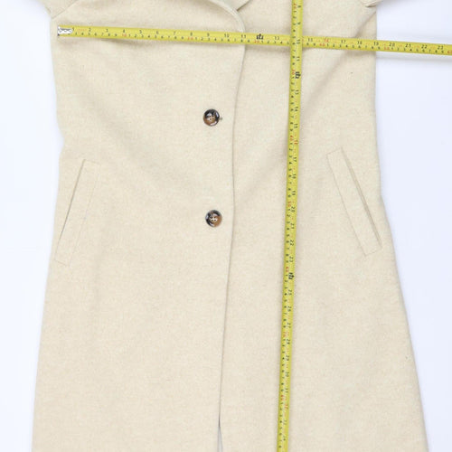 In The Style Women’s Beige Wool Blend Long Overcoat UK 12