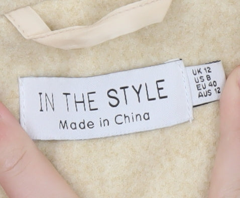 In The Style Women’s Beige Wool Blend Long Overcoat UK 12
