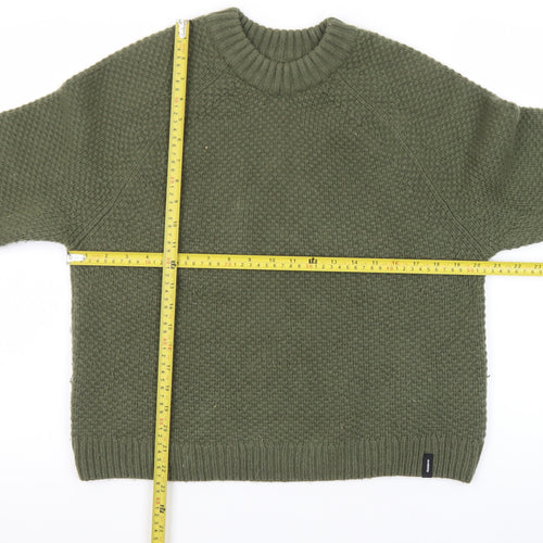 Finisterre Women Green Wool Blend Crew Neck Jumper Size 12