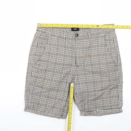 River Island Men's Grey Check Chino Shorts Size 28 Regular Fit