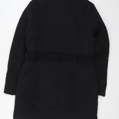 Wallis Women’s Black Quilted Belted Long Coat Size 10