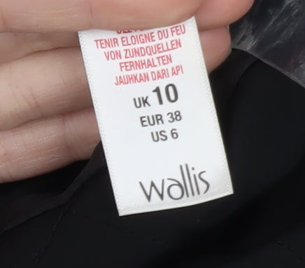 Wallis Women’s Black Quilted Belted Long Coat Size 10