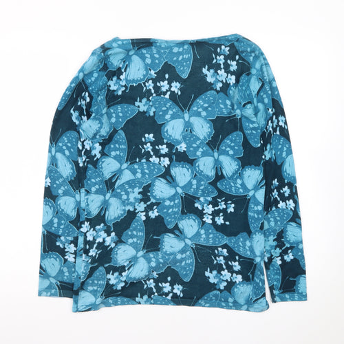 M&Co Women’s Blue Butterfly Print Viscose Pullover Jumper Size 12