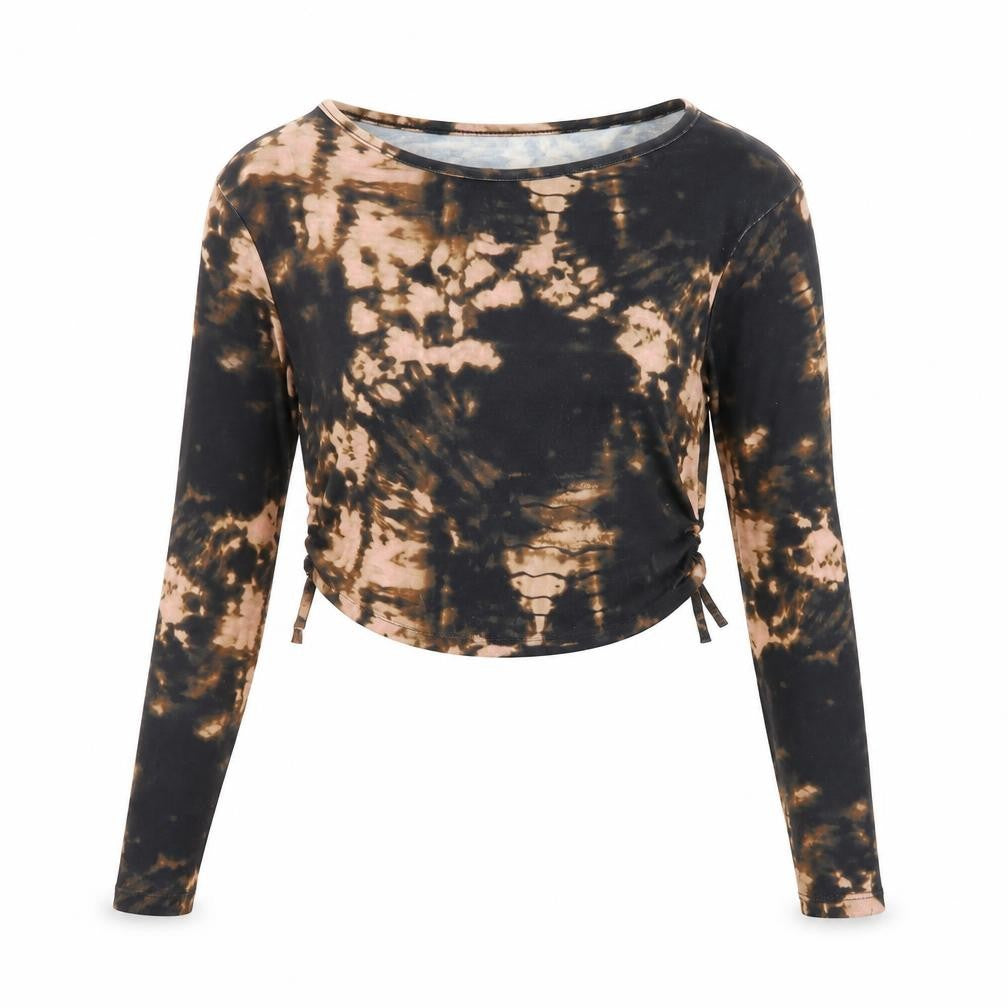 Boohoo Womens Multicoloured Tie Dye Cropped Long Sleeve Top UK 12