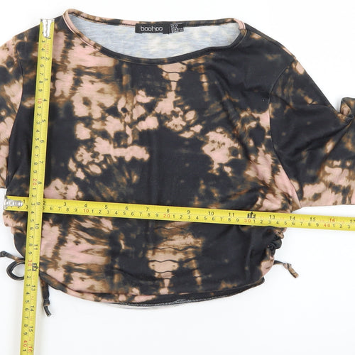 Boohoo Womens Multicoloured Tie Dye Cropped Long Sleeve Top UK 12