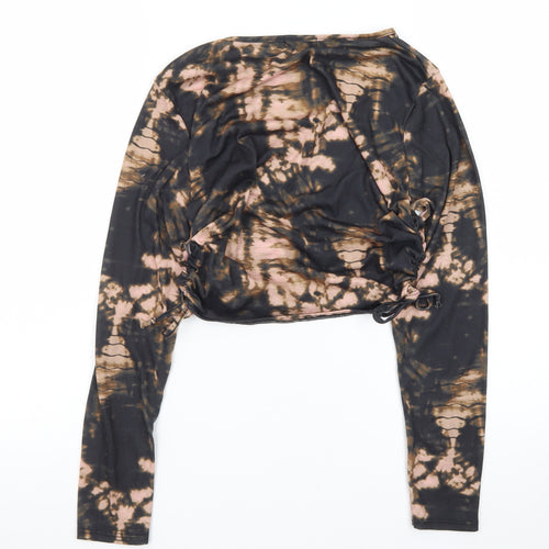 Boohoo Womens Multicoloured Tie Dye Cropped Long Sleeve Top UK 12