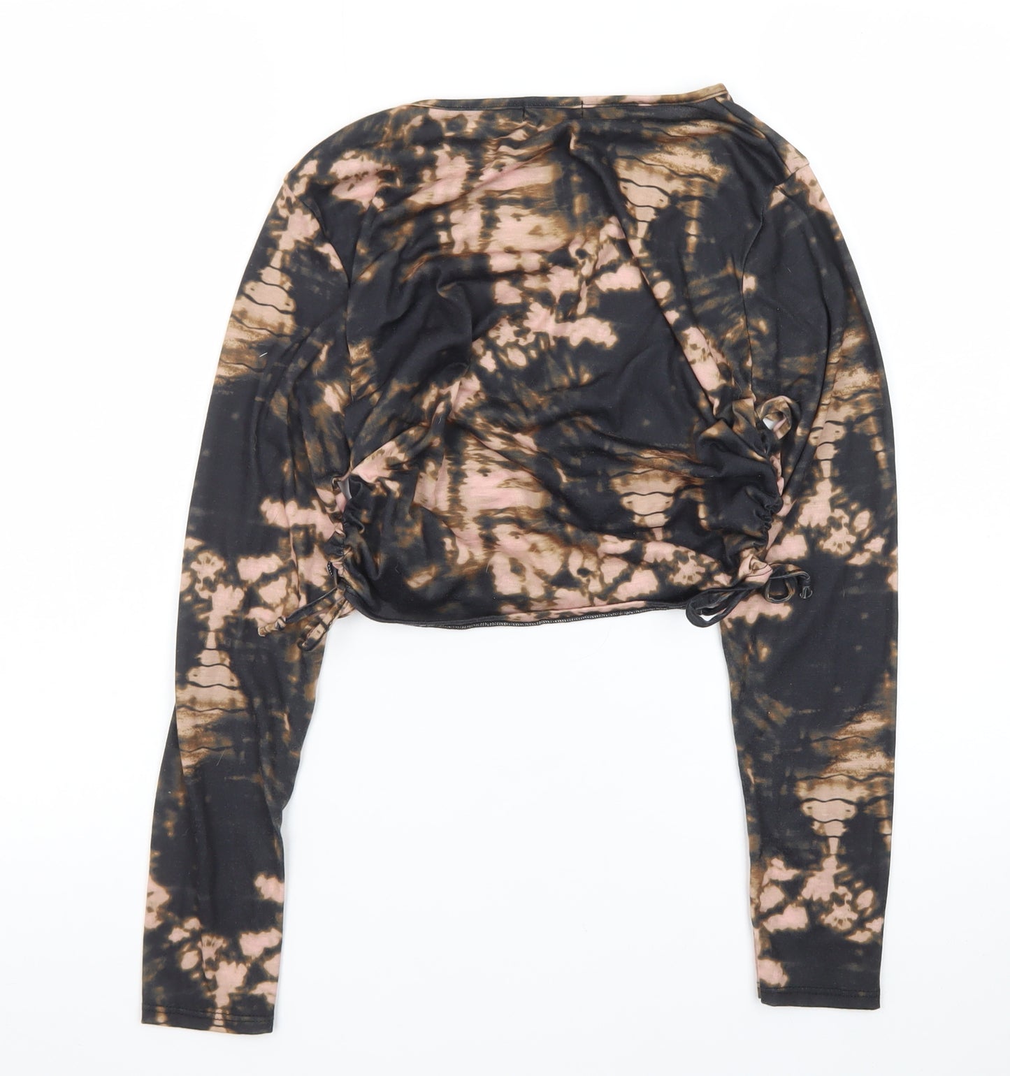 Boohoo Womens Multicoloured Tie Dye Cropped Long Sleeve Top UK 12