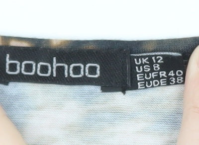 Boohoo Womens Multicoloured Tie Dye Cropped Long Sleeve Top UK 12