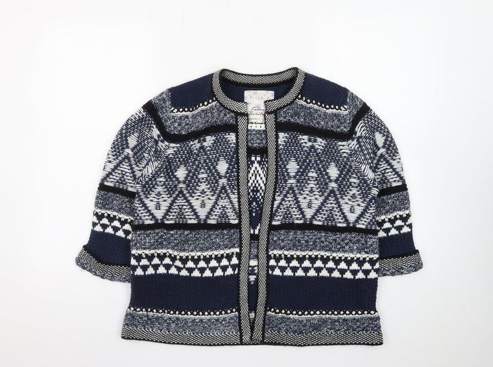 Falmer Heritage Women's Blue Geometric Knit Cardigan Size 12