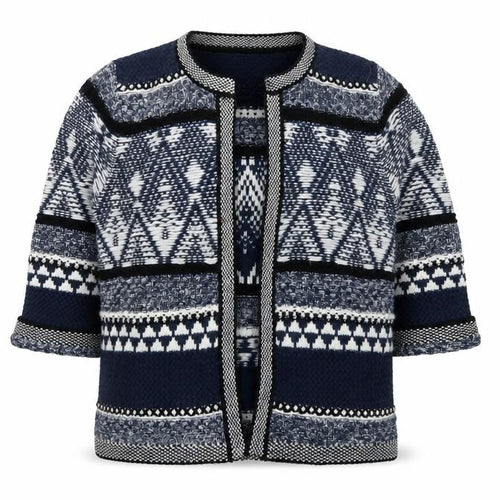 Falmer Heritage Women's Blue Geometric Knit Cardigan Size 12