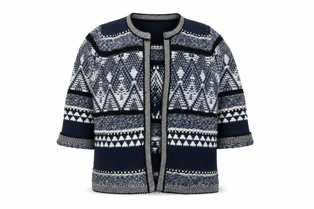 Falmer Heritage Women's Blue Geometric Knit Cardigan Size 12