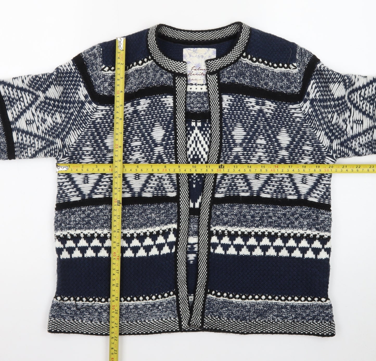 Falmer Heritage Women's Blue Geometric Knit Cardigan Size 12