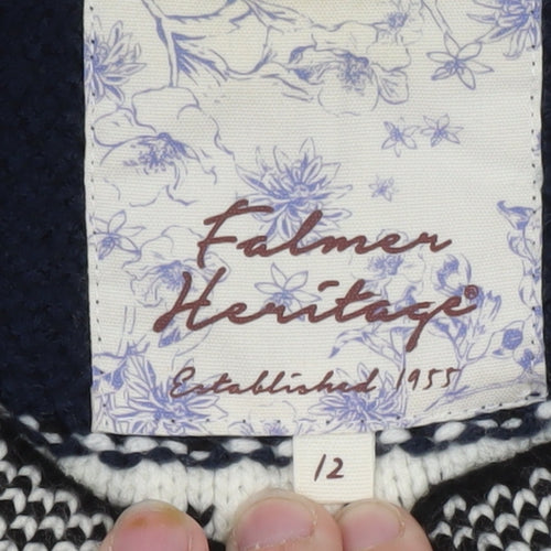 Falmer Heritage Women's Blue Geometric Knit Cardigan Size 12
