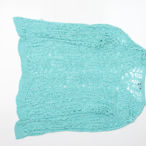 First Avenue Womens Blue L Open Knit Pullover Jumper
