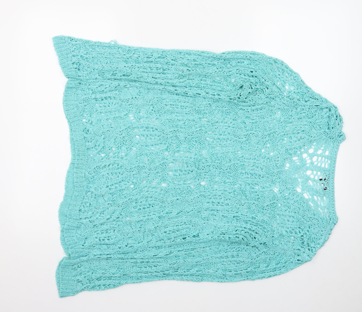 First Avenue Womens Blue L Open Knit Pullover Jumper