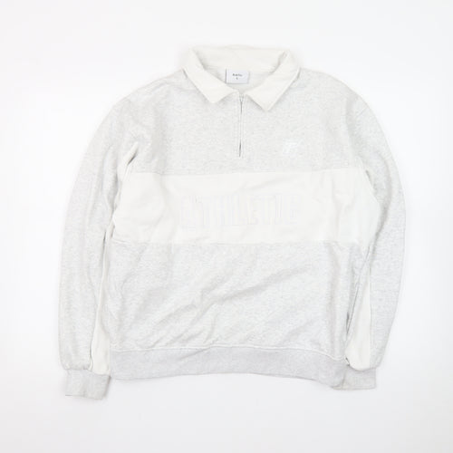 Bo&Tee Mens Grey Collared 1/4 Zip Athletic Sweatshirt L