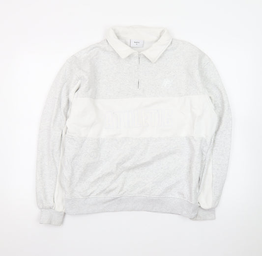 Bo&Tee Mens Grey Collared 1/4 Zip Athletic Sweatshirt L